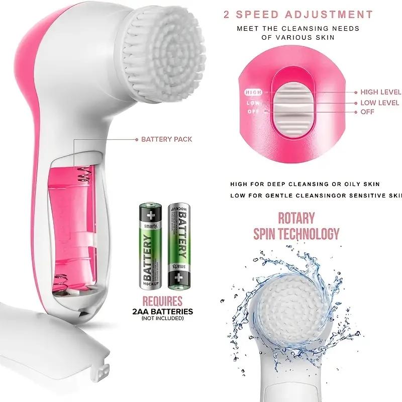 5-in-1 Facial Cleanser Face Washer Facial Massager Electric Rotating Beauty Instrument Pore Cleaner Battery Version Gift For Gir