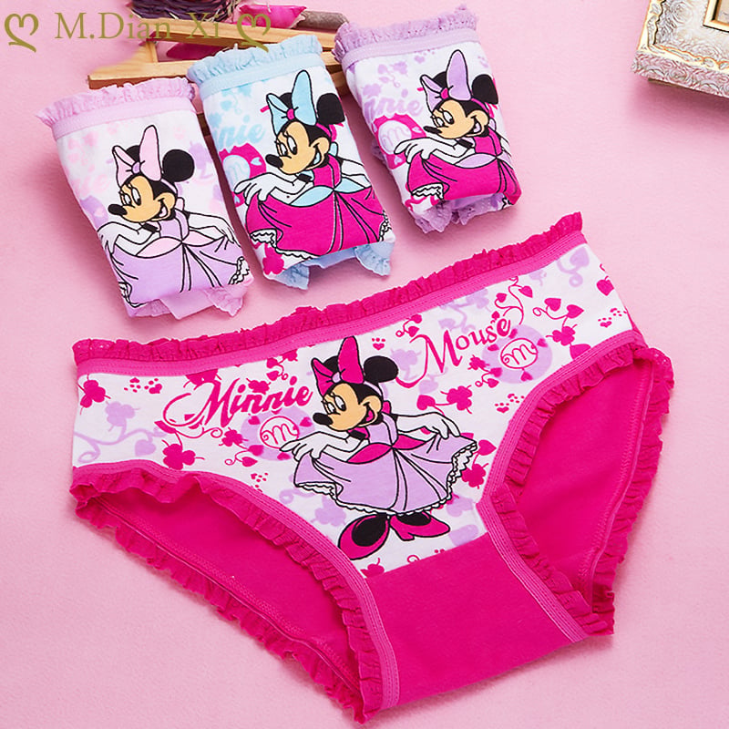 4 / Cotton Soft Panties for Girls Baby Girls Underwear Cartoon Minnie Briefs Breathable Children Panty Kids Underpants