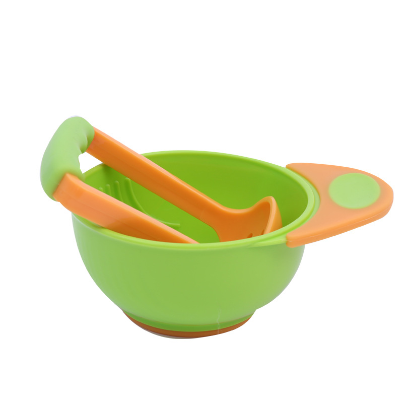 Kid Baby Learning Dishes Grinding Bowl, Baby Handmade Grinding Fruit Supplement,Children Infant Food Mill Bowl