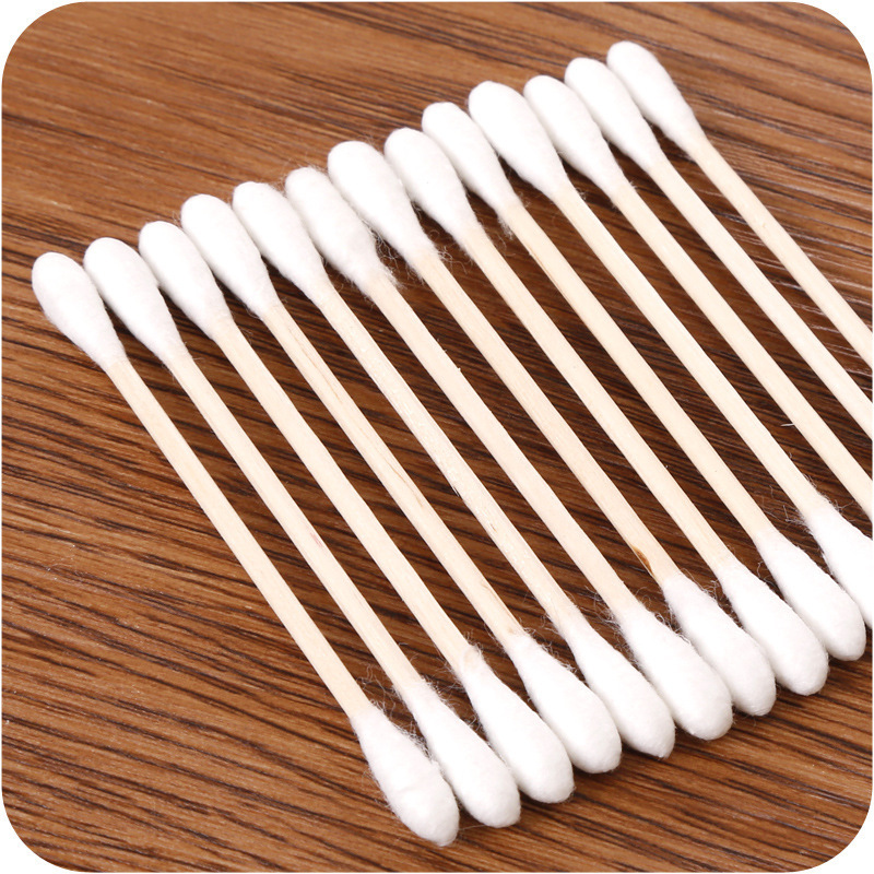 100pcs Double Head Wood Cotton Swab Nose Ears Cleaning Women Makeup Tools Lipstik Cotton Buds Tip Sticks Bastoncillos Oidos