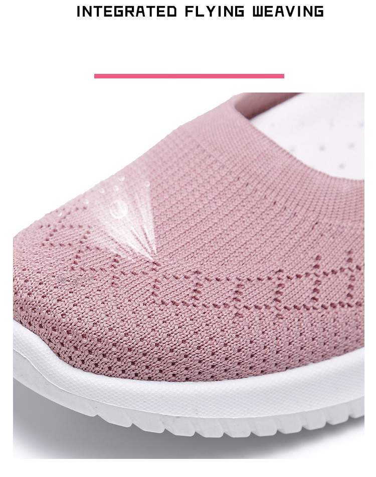2024 New Flat Flat Flyknit Shoes for Women in Spring and Autumn, Stepping on Middle aged and Elderly Mom's Shoes
