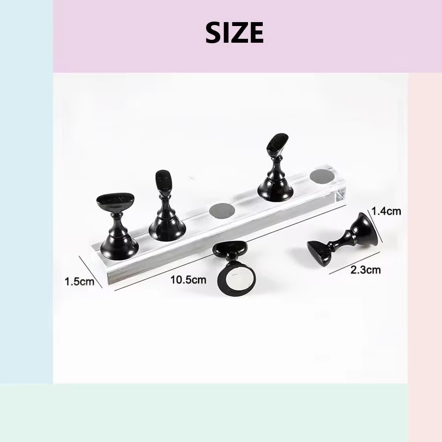 5Pcs Nail Art Practice Display Stand Set Chess Board Magnetic Tips White & Black Holder Polish Gel Color Chart Tool