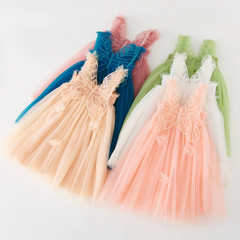 Lace Suspenders Dress Toddler Girls Angel Wings Princess Clothing Birthday Cute Summer Tutu Dress