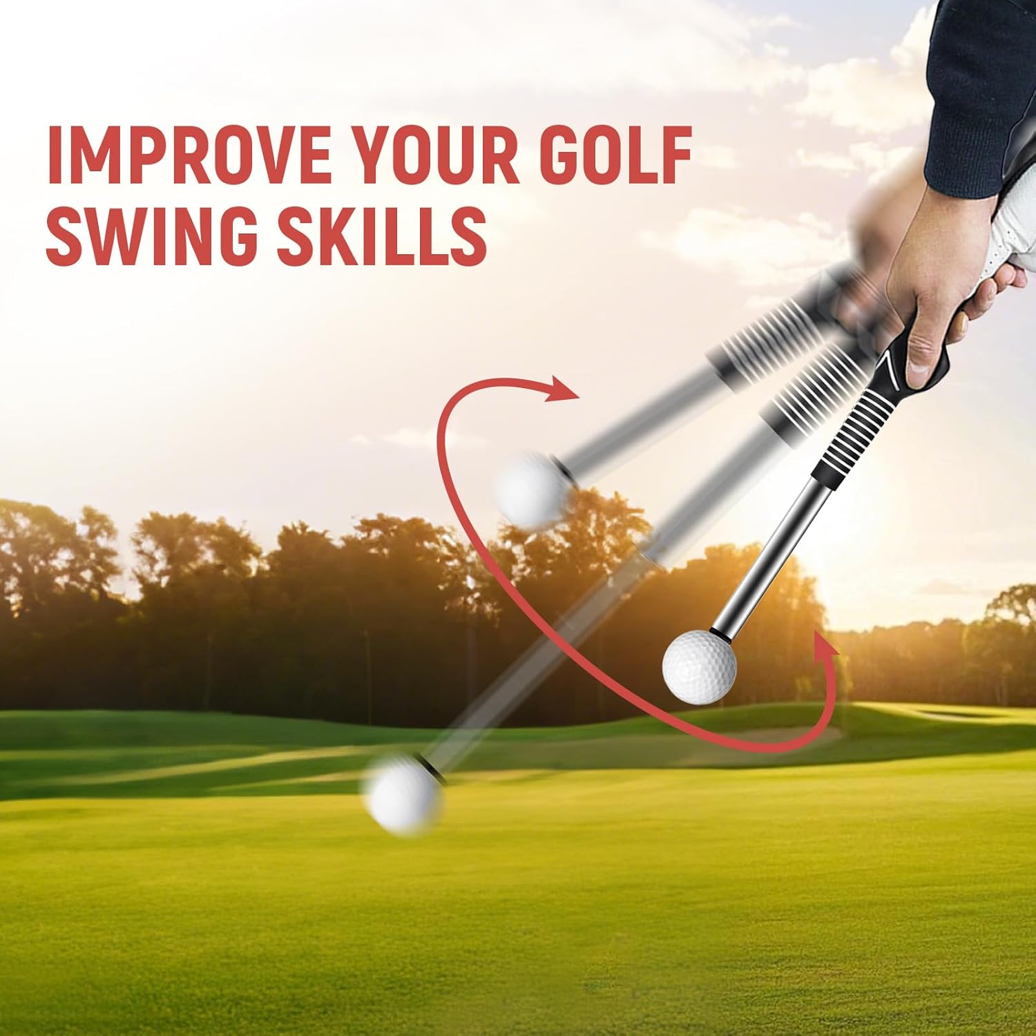 HRUIYL Retractable Golf Swing Trainer, Golf Grip Trainer, Golf Training Aid for Warm-Up, Golf Swing Training Aid, Grip Trainer Golf Club, Strength & T