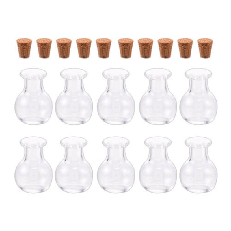 10pcs/pack Small Cork Stopper Glass Bottles Clear Empty Jars Vials Spell-Pagan Pendants