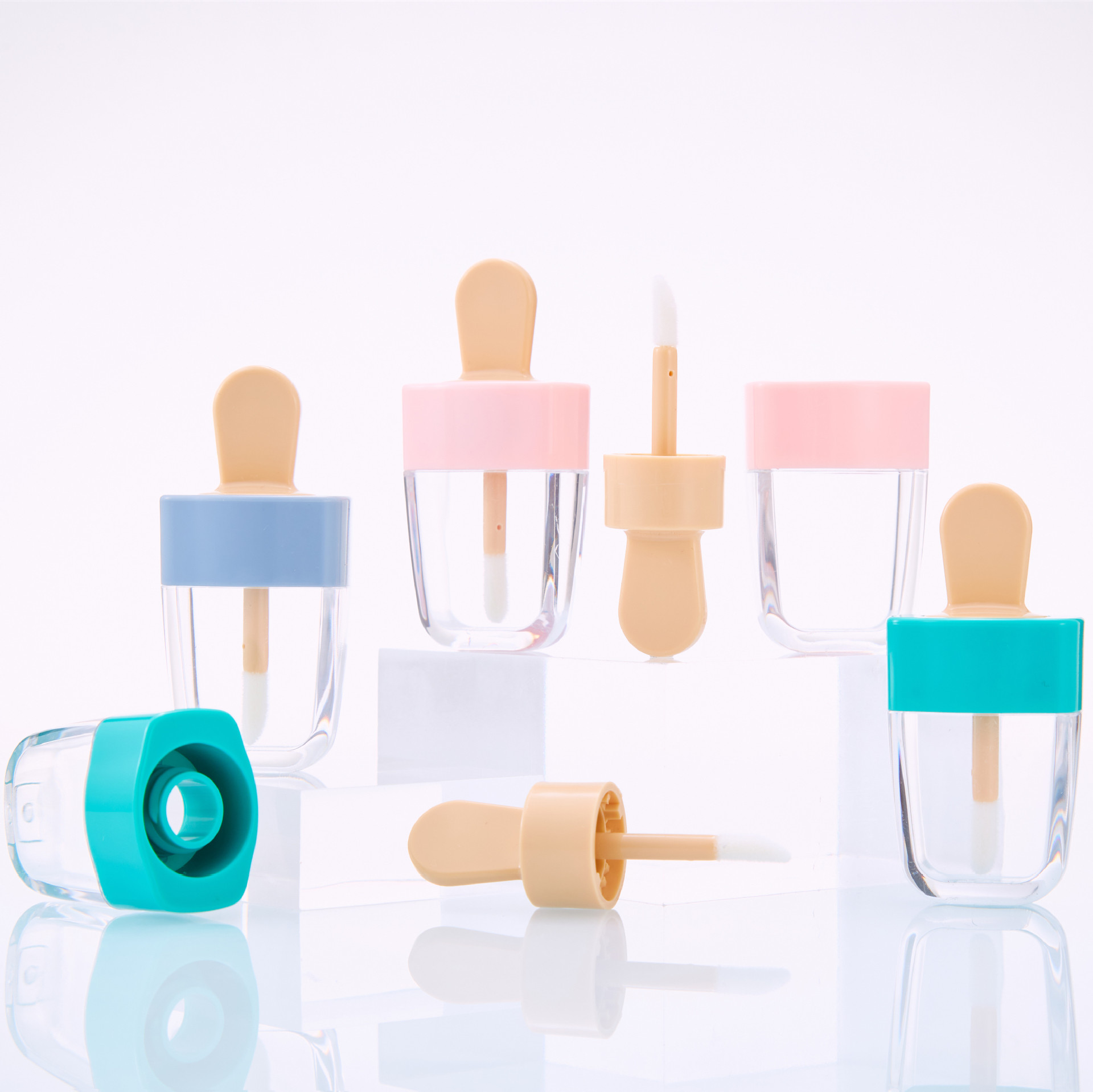 1pcs 8ml Lip Gloss Bottles Lip Glaze Tube Empty Pink Ice Cream Lipgloss Tube Packaging Material Makeup Diy Lip Glaze