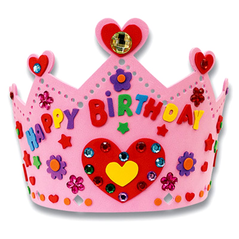 Cute 3D EVA Handmade Crown Craft Cartoon Baby Kids Birthday Headwear Crown DIY Hat Handcraft Toy Random Color