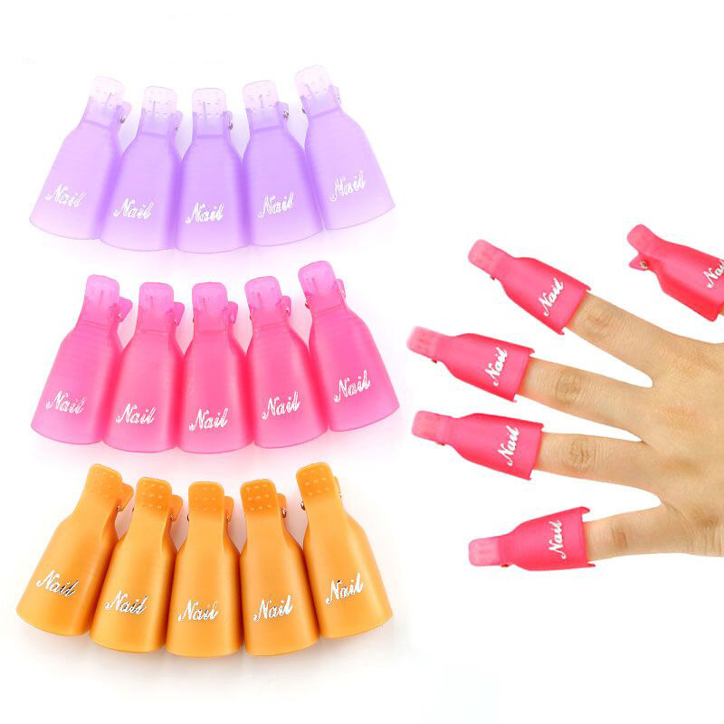 10pcs Ergonomic Nail Art Soak-Off Clips – Soft-Tip, Wide-Aperture Plastic Wrap Tools for Fast, Mess-Free Gel Polish Removal