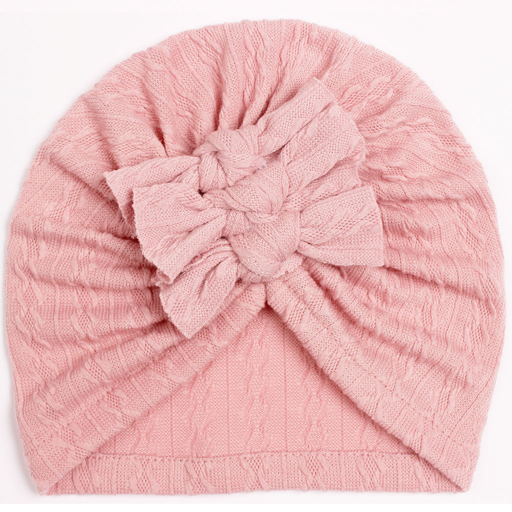 1Pcs Cable Bow Baby Turban for Kids Elastic Knit Turban Girls Hats Soft Cotton Kids 3 Layers Bowknot Headwear Hair Accessories