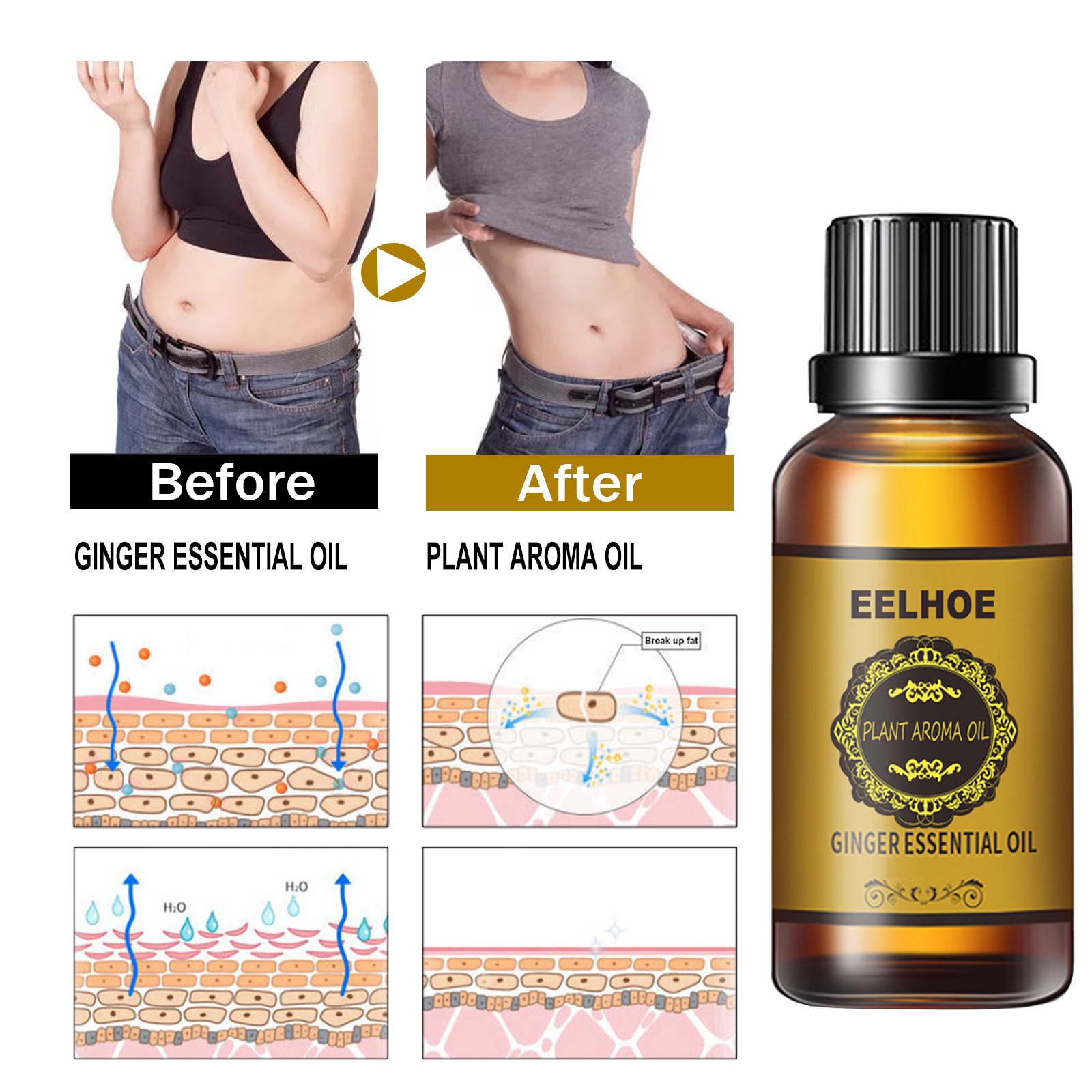 HOT Ginger Massage Oil Firming Slimming Shaping Fluid Abdominal Body Sculpting Skinny Belly Slimming Oil Skin Care
