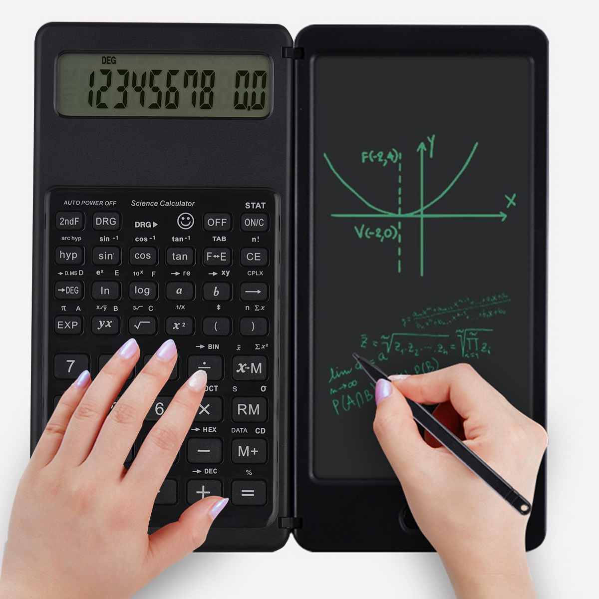 Portable Multifunction 12-Bit LCD Screen Science Smart Calculator With Writing Board Assist Children Learning Finance Calculate