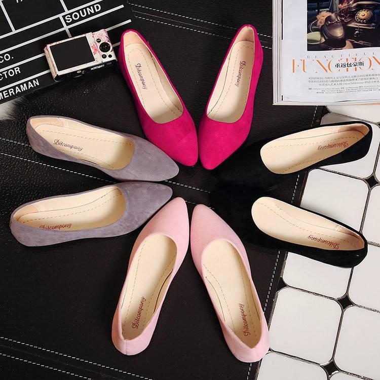 Women Flats Slip on Flat Shoes Candy Color Woman Boat Shoes Black Loafers Faux Suede Ladies Ballet Flats LHCGY