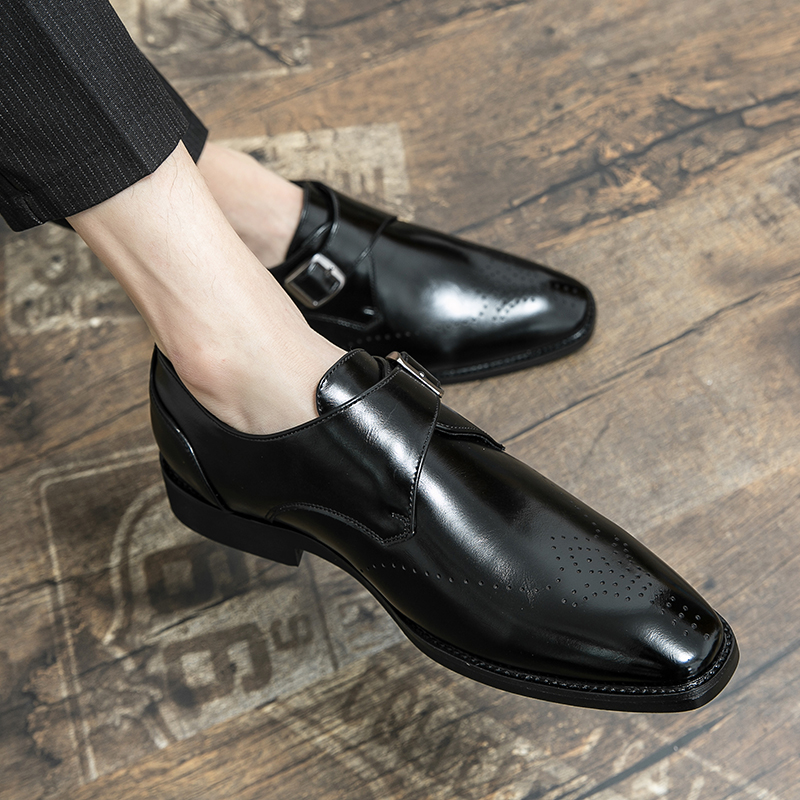 Dress Leather Shoes Men Business Oxford Shoes Fashion Carved England Buckle Formal Mengke Shoe Pointed Office Wedding Men shoe