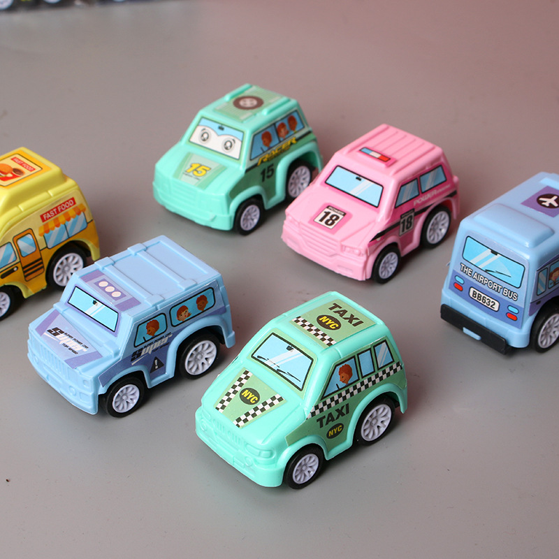 6pcs Car Model Toy Pull Back Car Toys Mobile Vehicle Fire Truck Taxi Model Kid Mini Cars Boy Toys Gift &