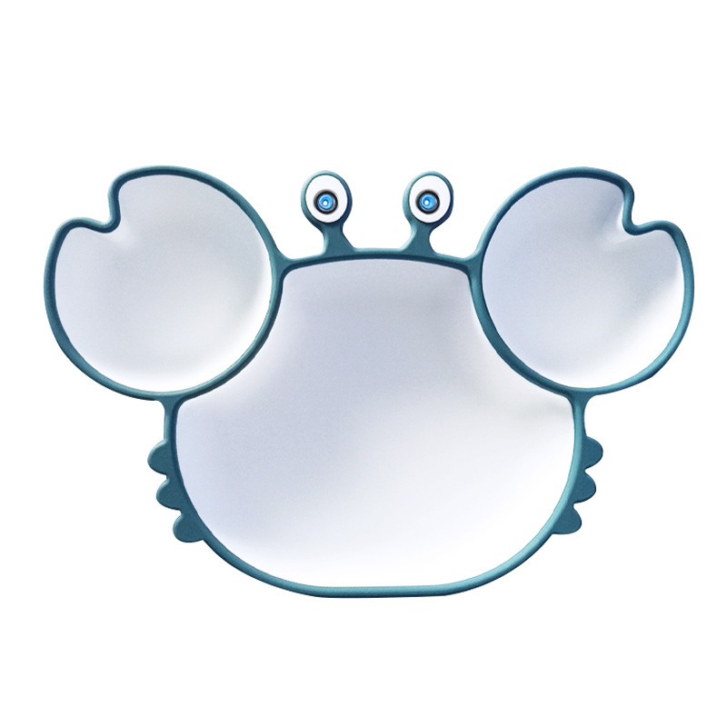 Baby Bowls Plates Spoons Silicone Suction Food Tableware BPA Free Non-Slip Baby Dishes Crab Food Feeding Bowl for Kids