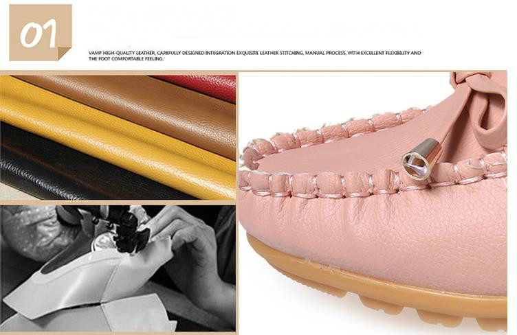 Women Ballet Shoes Flats Cut Out Leather Breathbale Moccains Women Boat Shoes Ballerina Ladies Shoes