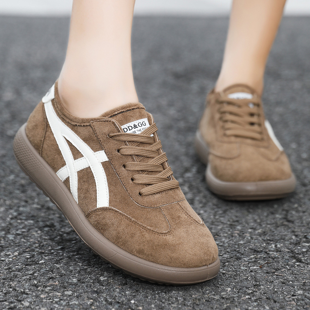 Fashion training shoes, white shoes, women's retro training, casual lace up running sports shoes, ins versatile flat shoes