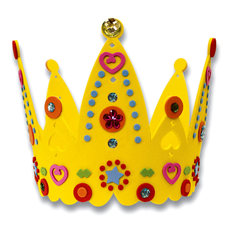 Cute 3D EVA Handmade Crown Craft Cartoon Baby Kids Birthday Headwear Crown DIY Hat Handcraft Toy Random Color