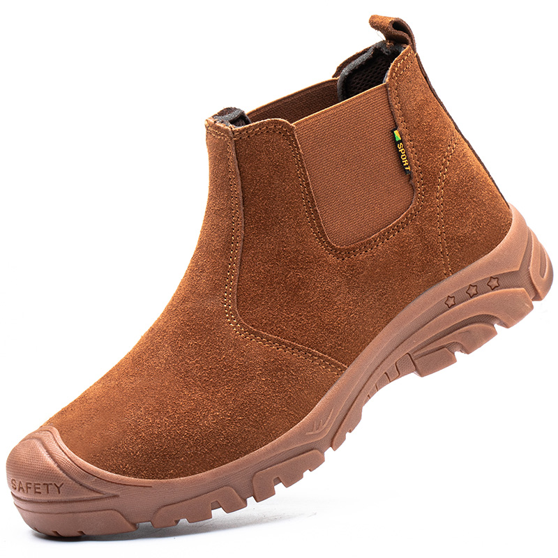 Fashion Men Safety Shoes Steel Toe Caps Indestructible Work Boots Anti-smashing Anti-puncture Lightweight Chelsea Outdoor Boots
