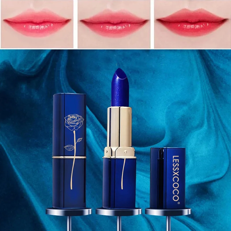 Blue rose lipstick temperature color changing lipstick women's makeup sexy lip gloss bright lipstick