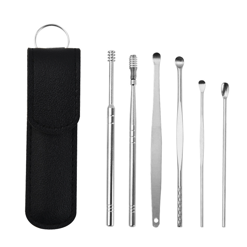 6pcs Ear Cleaner Tool Earpick Sticks Earwax Remover Curette Ear Pick Cleaning Ear Cleanser Spoon Health Care Earpick &