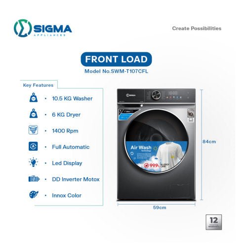 SIGMA COMBO 10.6KG/6KG WASHING MACHINE DARK GREY SWM-T107CFL