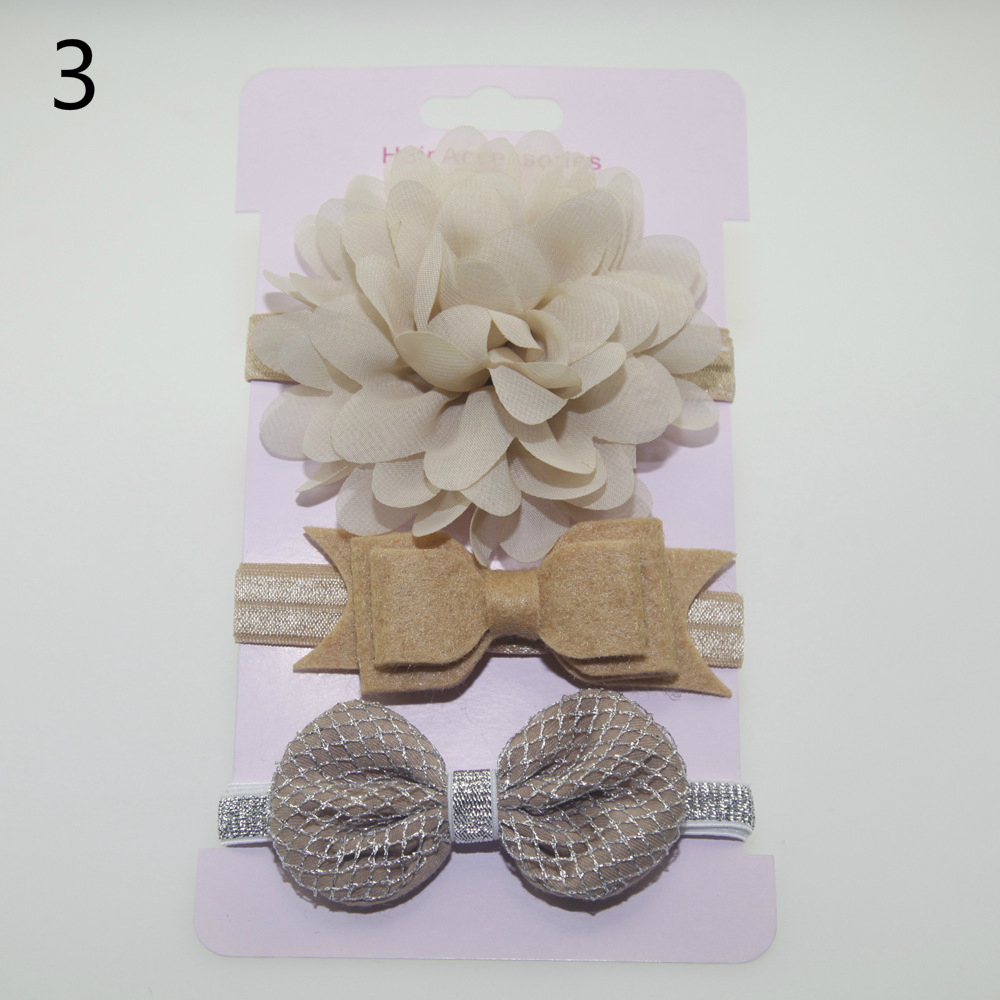 Fashion Korean Flower Hair Band Child Bow Three Piece