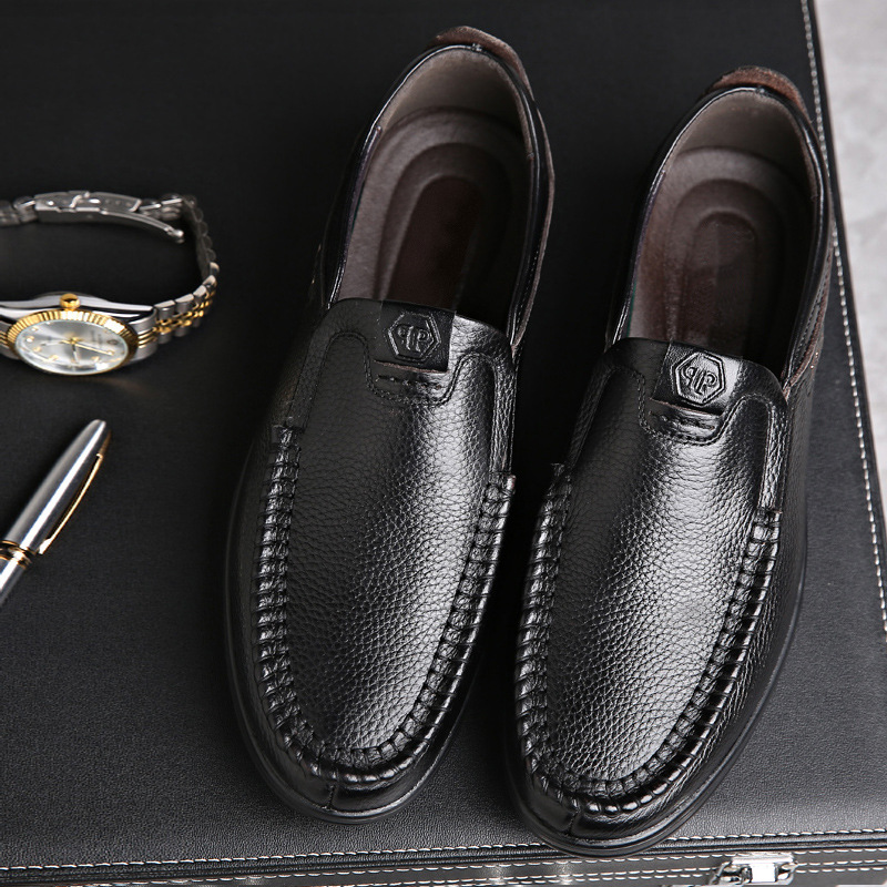 2025 Newly Men's Genuine Leather Shoes Size 38-47 Head Leather Soft Anti-slip Driving Shoes Man Spring Leather Shoes