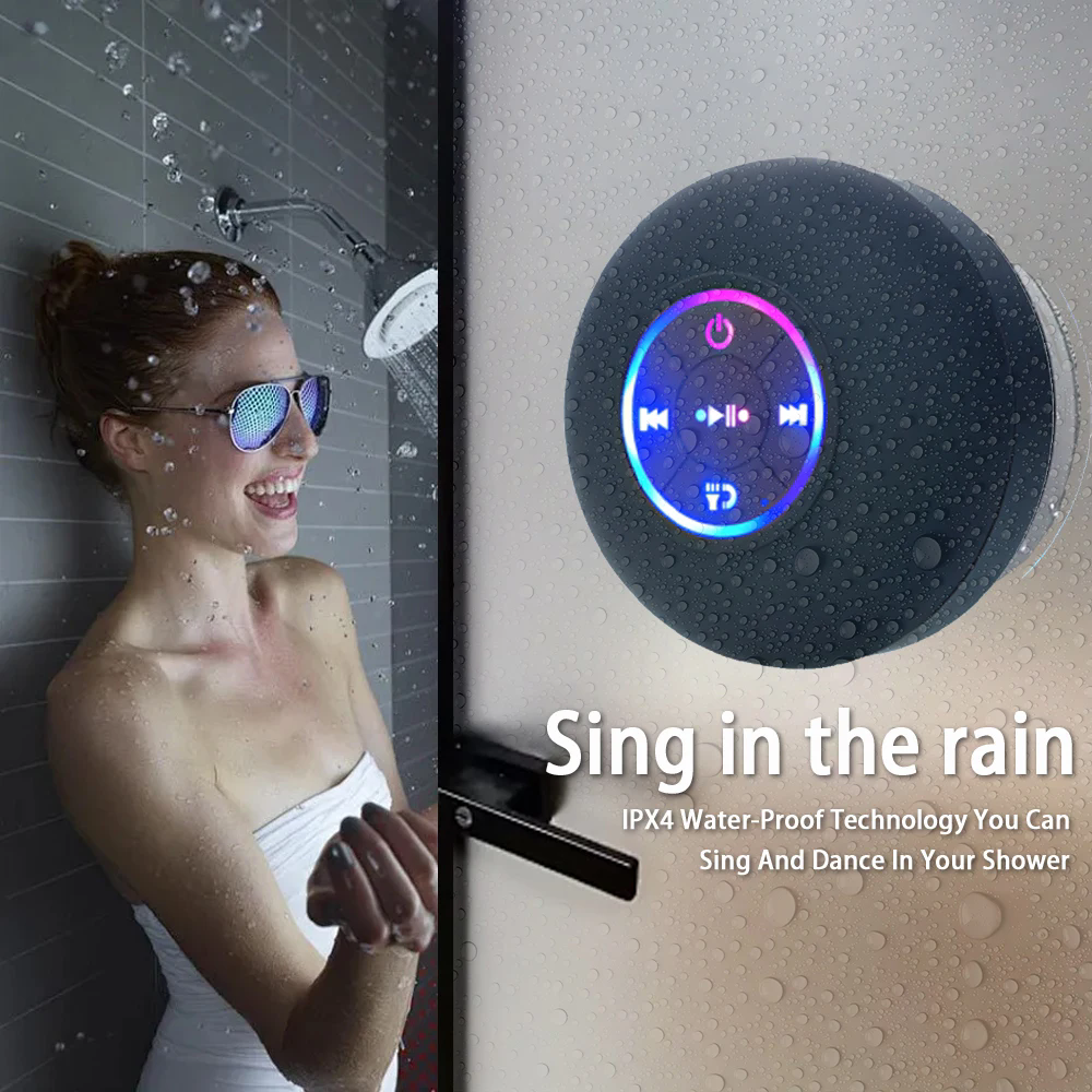 2025 Bathroom Waterproof Wireless Bluetooth Speaker Large Suction Cup Mini Portable Speaker Outdoor Sports Stereo Speaker
