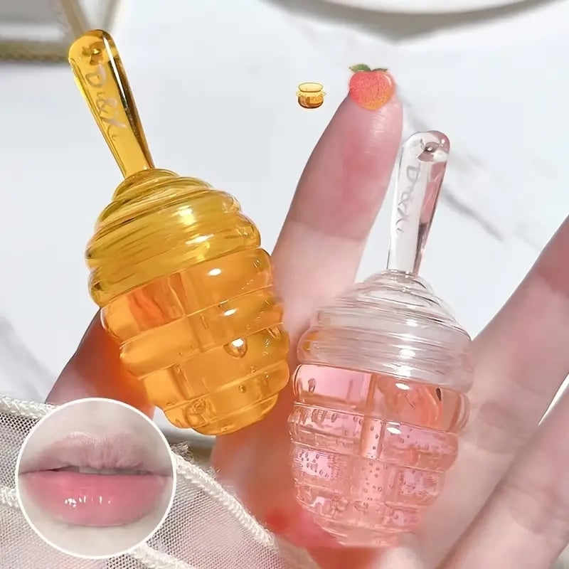 Honey/Peach Lip Balm Lip Gloss, Hydrating And Moisturizing, Long-lasting Effect Lip Bigger, Fade The Lip Line, Prevention Dry An