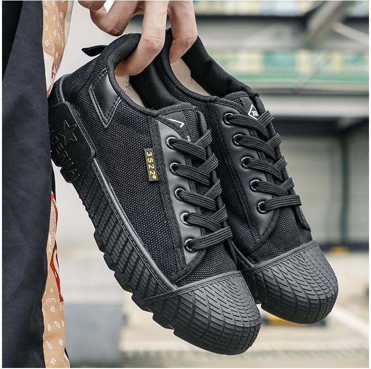 Anti-slip and wear-resistant Site work Farming shoes Labour insurance shoes Low top canvas breathable Anti-odour rubber shoes