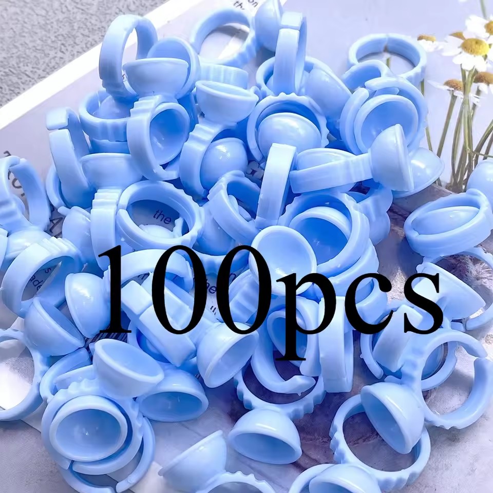 100Pcs Disposable Eyelash Extension Glue Rings Eyelash Extension Auxiliary tool Glue Holder Holder Glue Container Makeup Tool