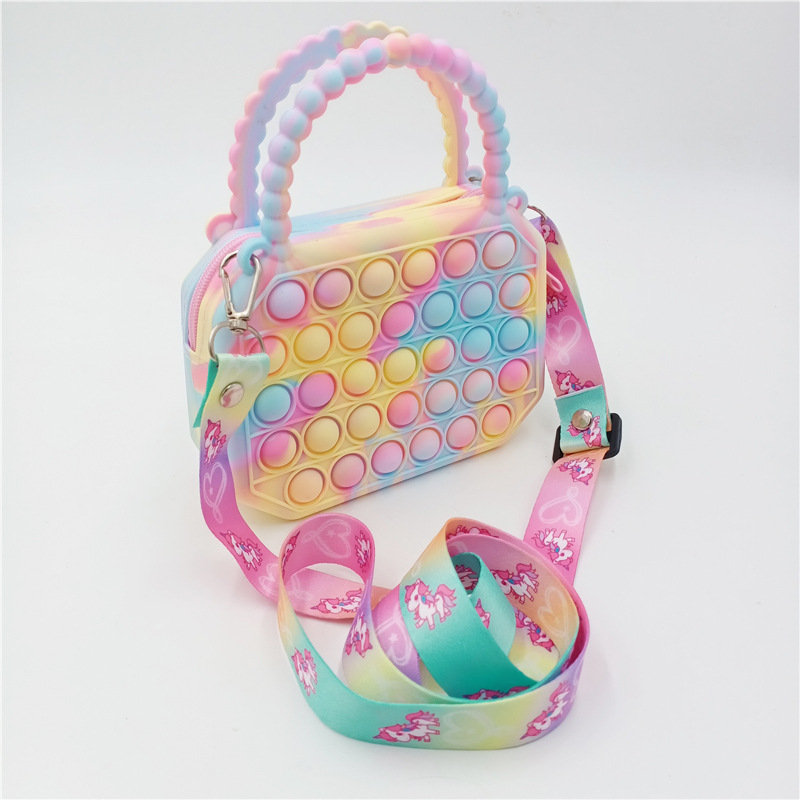Fidget Toys Silicone Push Bubble Crossbody Bag Sensory Reliver Stress Autism Adults Kids Handbag Coin Pouch Purse Gifts