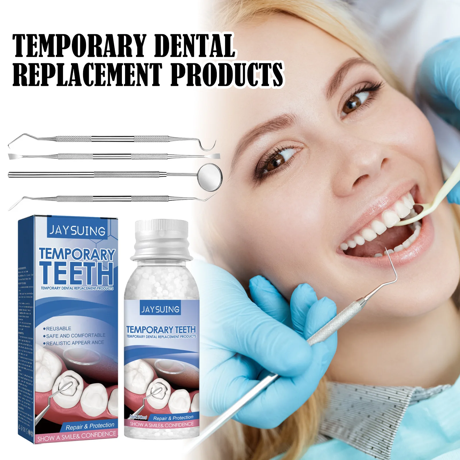 Temporary Tooth Repair Kit Denture Adhesive Teeth Whitening Gel Fill Resin Shapeable Teeth And Gaps Broken FalseTeeth Solid Glue