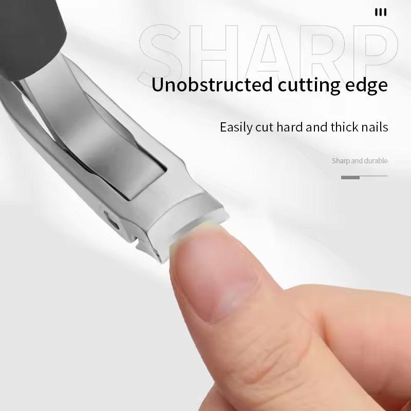 1PC Curved Head Nail Clippers With Large Opening Anti-splash Storage Nail Scissors For The Elderly Thick Toenails Heavy Duty