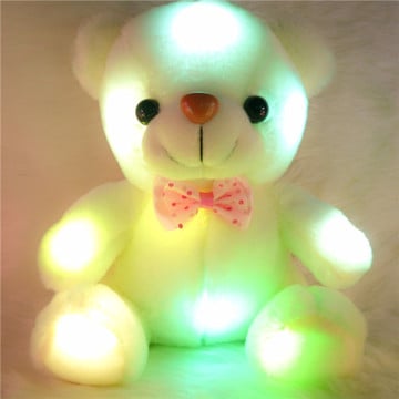 J121 Kids Favorites! 20cm Lovely Soft LED Colorful Glowing Teddy Bear Stuffed Plush Toy Gifts For Birthday