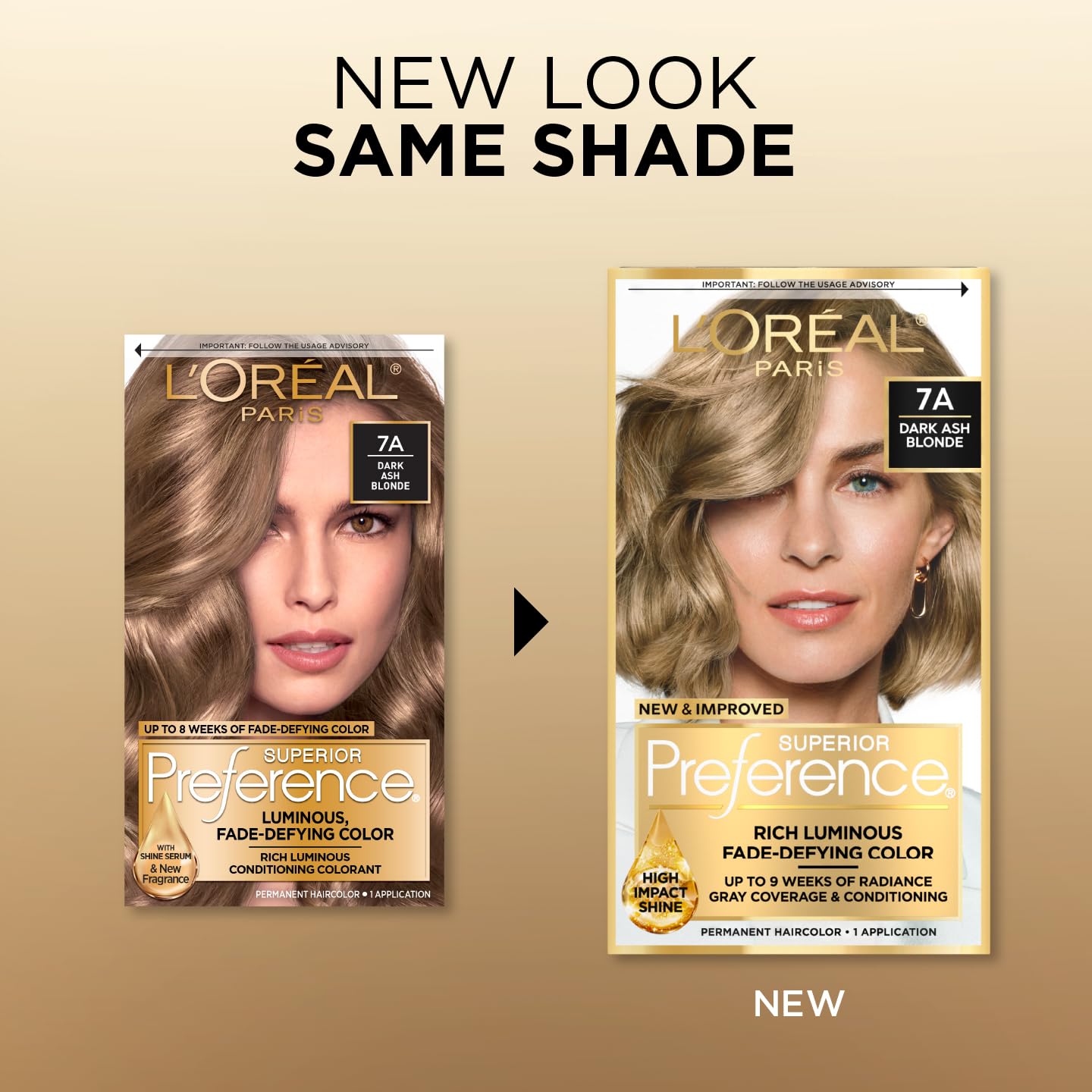 L'Oreal Paris Superior Preference Luminous Fade-Defying Permanent Hair Color, Hair Dye For Up to 9 Weeks of Radiance, Dark Ash Blonde 7A, 1 Hair Dye K