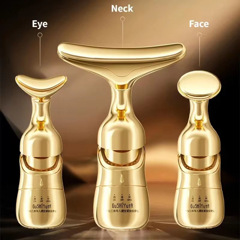 3 In 1 Facial Lifting Device Neck Facial Eye Massage Face Slimmer EMS Beauty Skin Tightening Wrinkle Anti Aging Face Massager