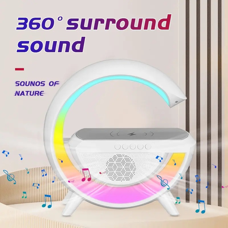 Smart Colorful Atmosphere Lamp Mobile Phone Wireless Charging Creative Bluetooth Speaker Trinity Bedside Night Light
