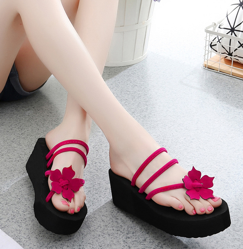 Woman Shoes Platform bath slippers Wedge Beach Flip Flops High Heel Slippers For Women Brand Black Ladies Shoes