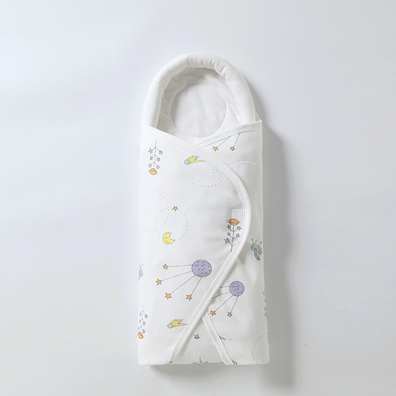 Newborn baby quilt double-layer cotton spring, autumn and winter wrap windproof baby thin sleeping bag 83*73cm