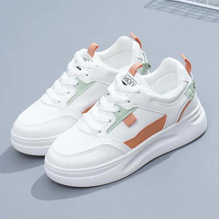 2024 White Thick Platform Sneakers Women Girls Pu Leather Casual Loafers Flats Shoes Walking Sports Vulcanized Rubber Sole Shoes