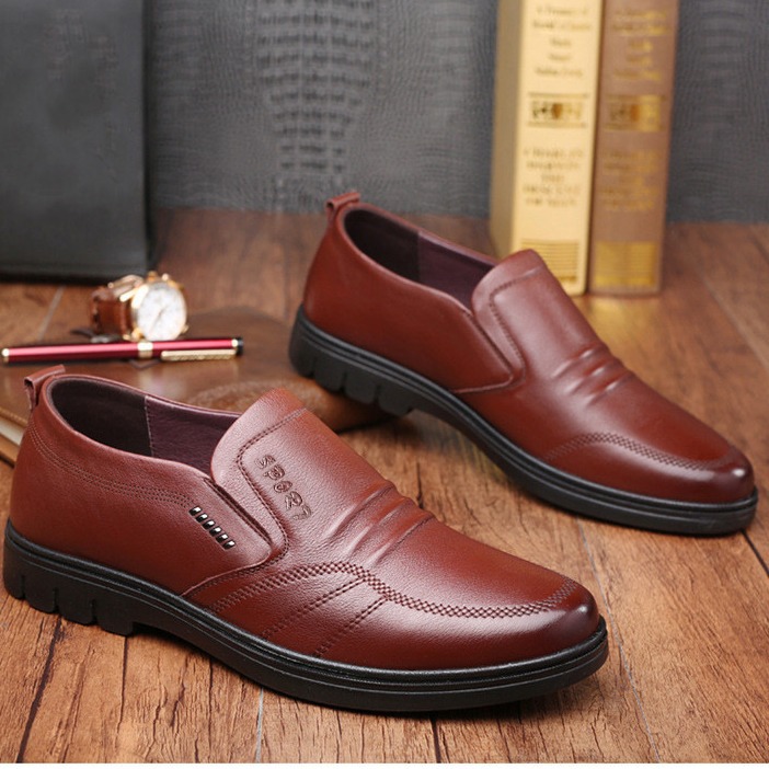 Men's New Soft Leather Business Leather Shoes Lightweight Soft Sole Non-Slip Casual Leather Shoes Men's Shoes