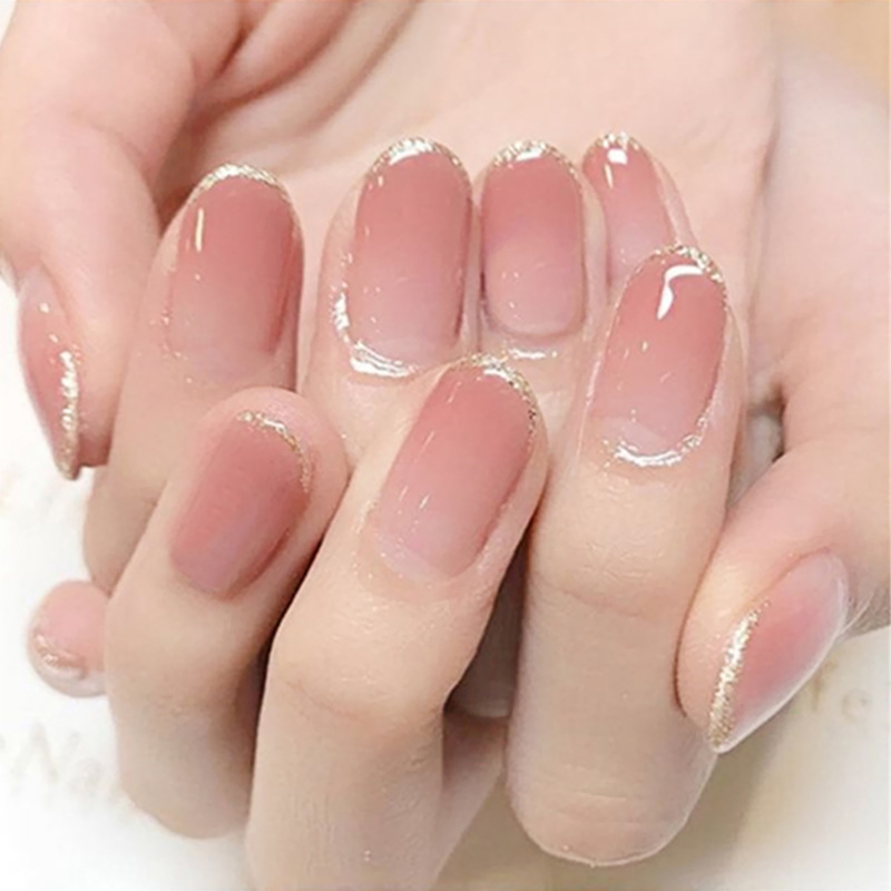 24Pcs Short Detachable French Ballerina False Nails Artificial Coffin Full Cover Fake Nails