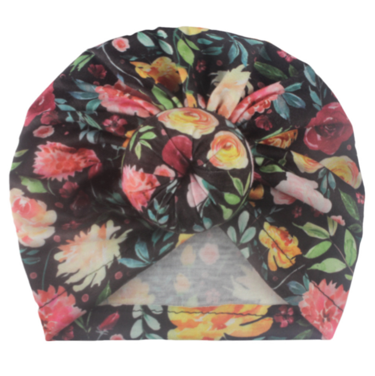 New 7-color doughnut baby printed headscarf India knot hat children's Pullover cap