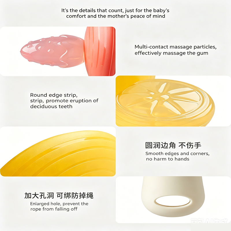 1PC Baby silicone grinding stick, toddler soothing toy, anti eating hand tool, baby mushroom chew toy grinding stick