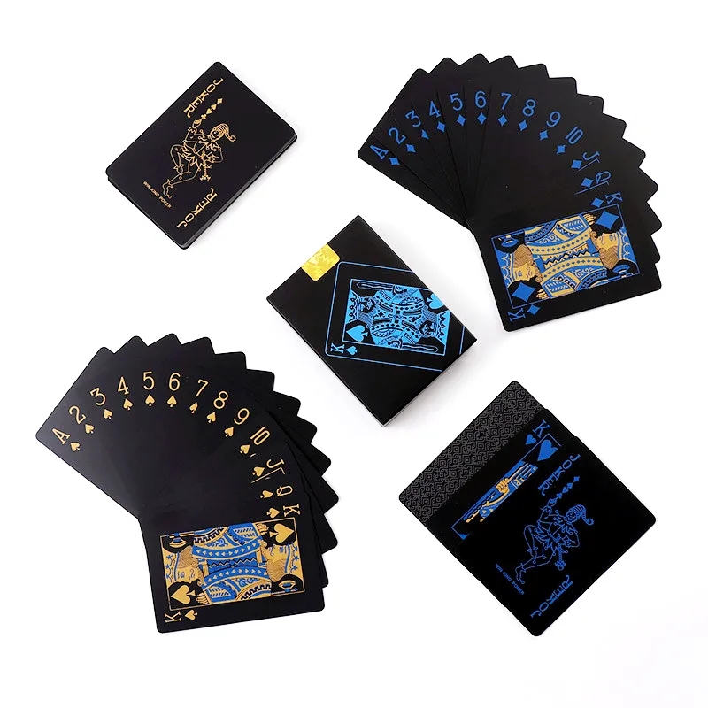 54pcs/1 box Creative Personalized Colorless Playing Cards Black PVC Waterproof Playing Cards