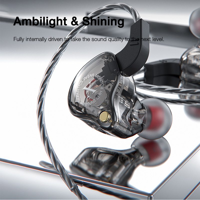 Transparent Mobile Wired Headphones Bass for Phone Earphone In Ear Headphone with Mic Earbuds Noise Cancelling Headset
