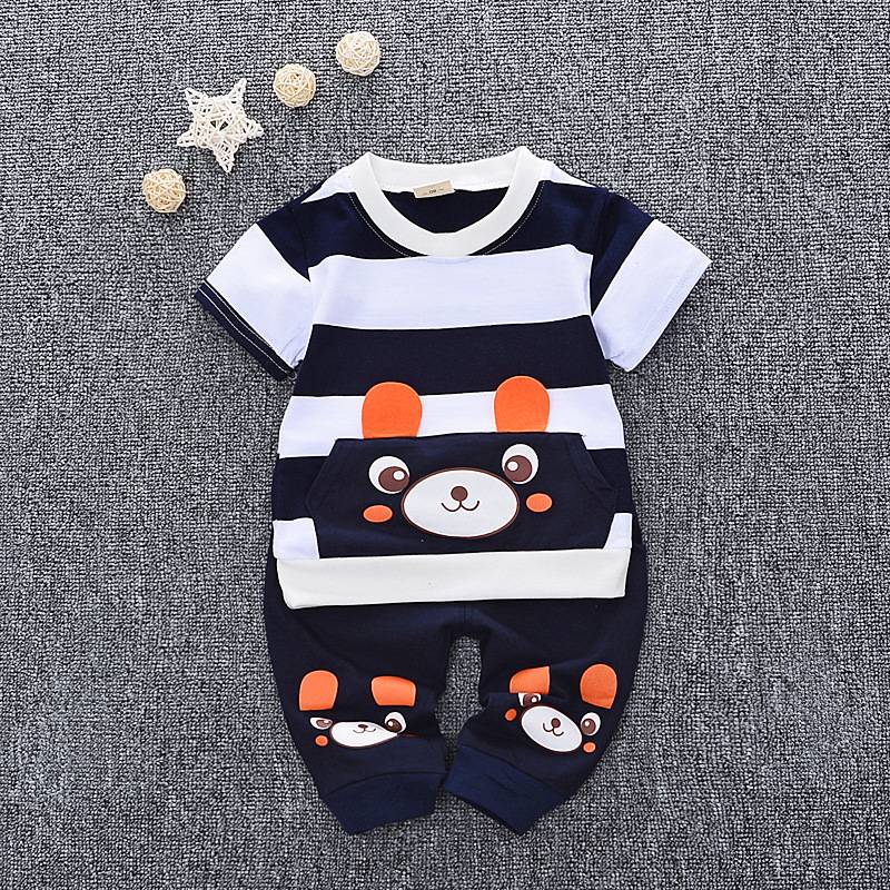 1-4 years old summer suit new cartoon bear short-sleeved t-shirt infant child summer clothes two-piece suit