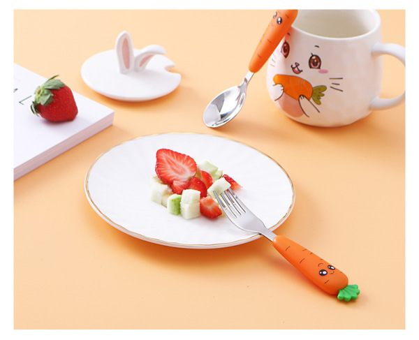Baby Gadgets Tableware Set Children Utensil Stainless Steel Toddler Dinnerware Cutlery Cartoon Infant Food Feeding Spoon Fork